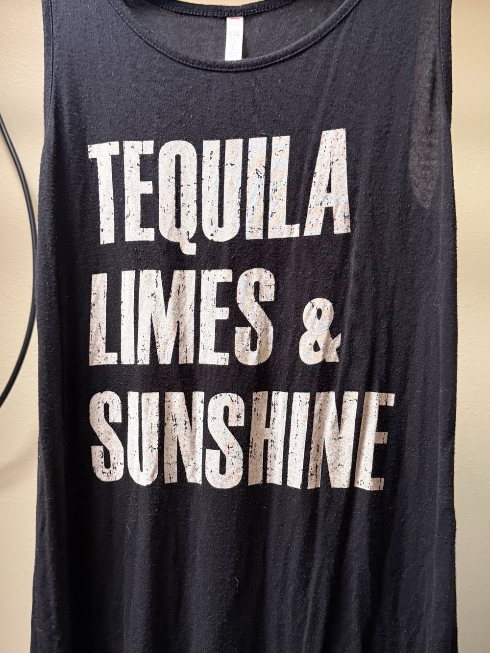 Black Graphic Tank Top with 'Tequila Limes & Sunshine' Print